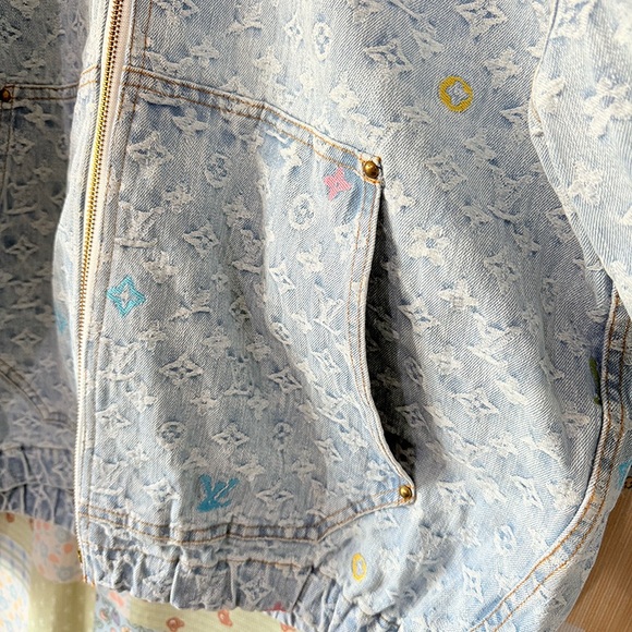 Louis Vuitton Monogram Detail Hooded Denim Jacket In A Light Blue Wash - Picture 2 of 8